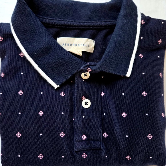 Aeropostale Other - Aeropostale Mens XL Navy Blue Short Sleeve Polo Shirt Geo Diamond Dot Pique